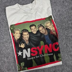 NSYNC T-Shirt‎ Home for Christmas 2017 Graphic Boy Band Tee Medium 90s Nostalgia